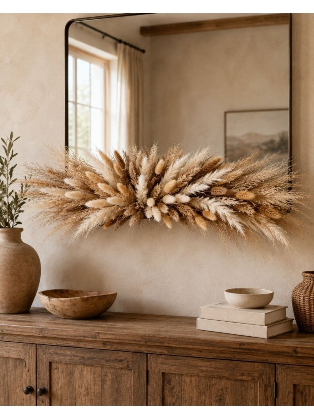 90 Stem Mixed Dried Grass Bundle, 16 Inch Neutral Vase Filler, Boho Wedding and - Picture 6 of 9